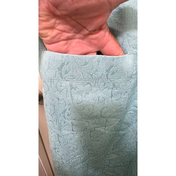 NWT Ann Taylor Sleeveless Aqua Blue Textured A-Line 90s Dress Pockets & Button B - Picture 5 of 7